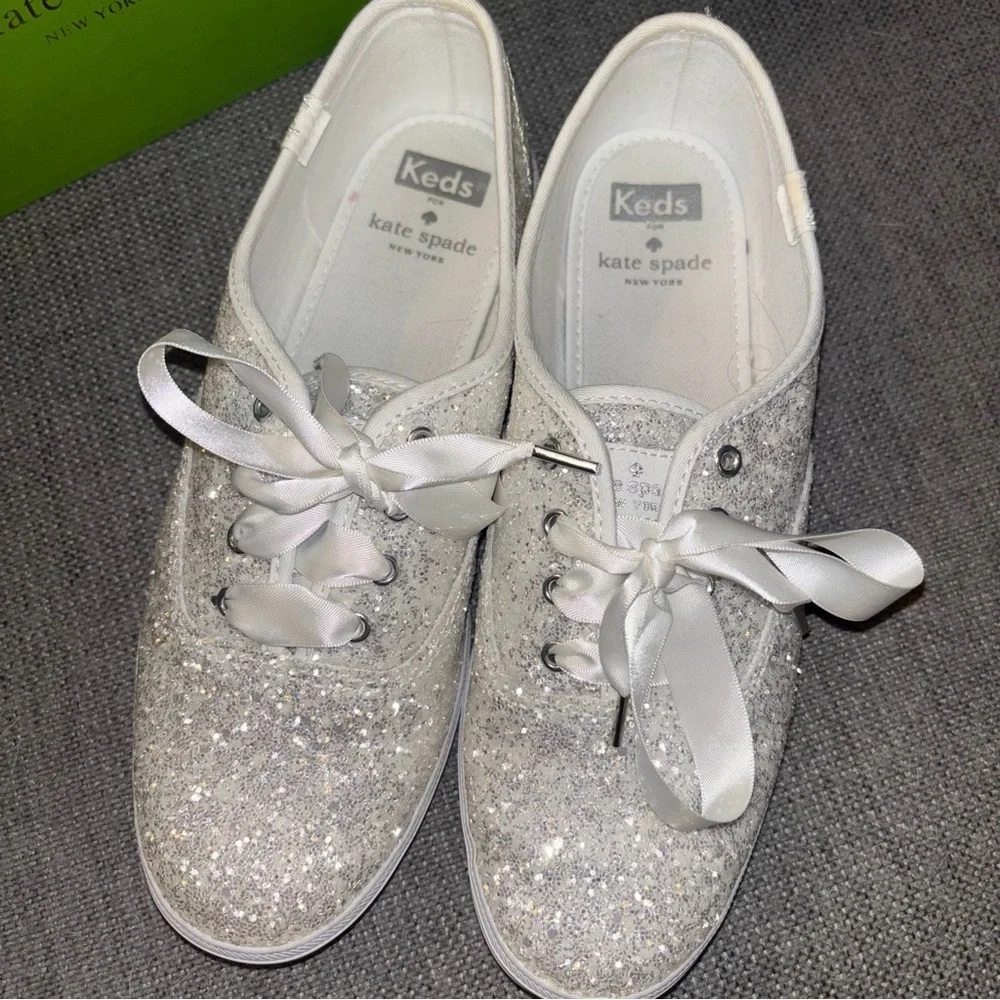 Kate Spade Keds Glitter Sparkle Sneaker Shoes, Size 7.5